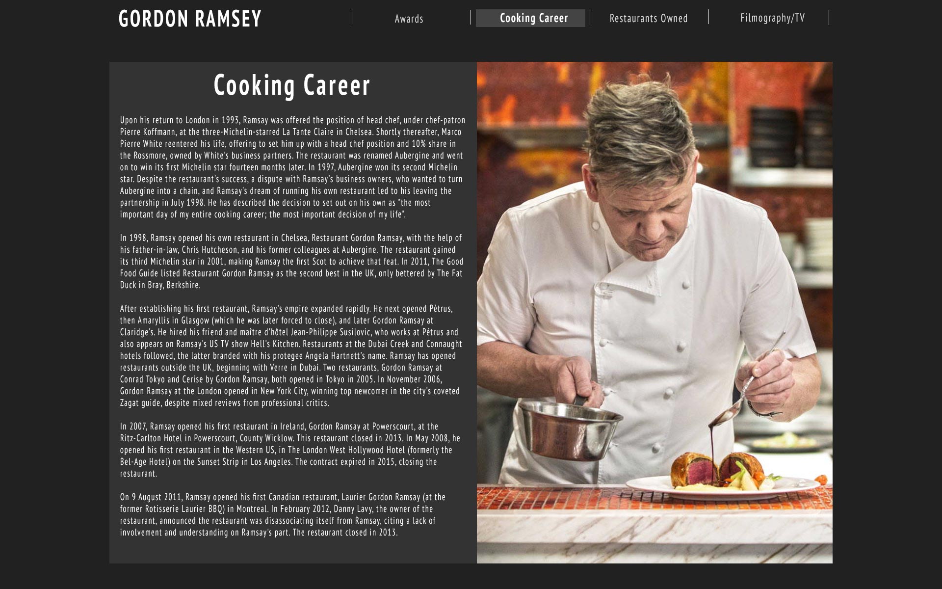 Gordon Ramsey Cooking Career Page